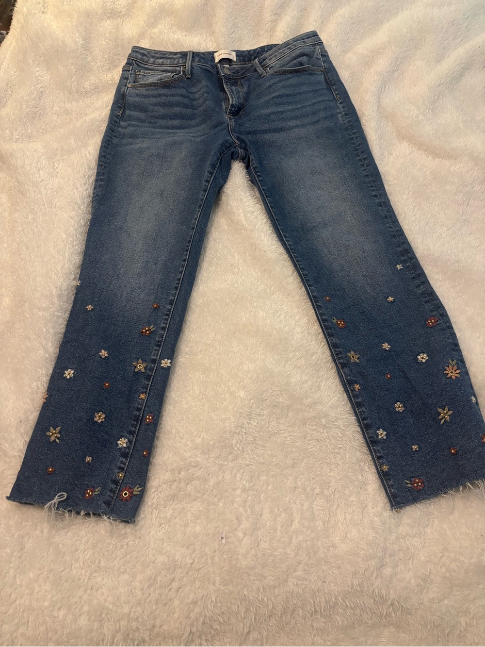 DRIFTWOOD Dark Blue Embellished Cropped Jeans